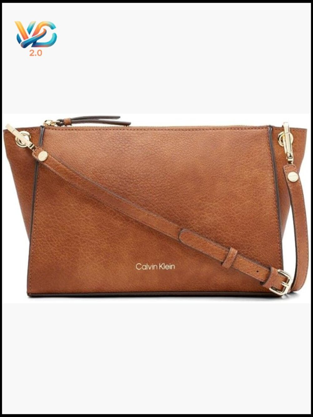 Top Zip Crossbody Bag - Vegan Leather - Organizer Pockets